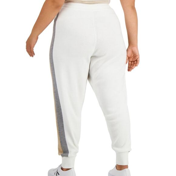 NWT Calvin Klein Joggers Plus Size Knit Pants Cream/Gray/Tan Women’s Size 3X $99 - Picture 3 of 5